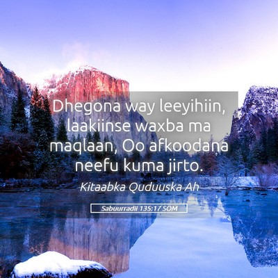 Picture 05 - Sabuurradii 135:17 SOM - Dhegona way leeyihiin, laakiinse waxba ma - Bible Verse Picture