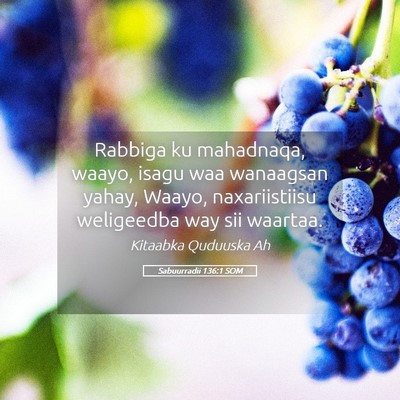 Picture 05 - Sabuurradii 136:1 SOM - Rabbiga ku mahadnaqa, waayo, isagu waa wanaagsan - Bible Verse Picture