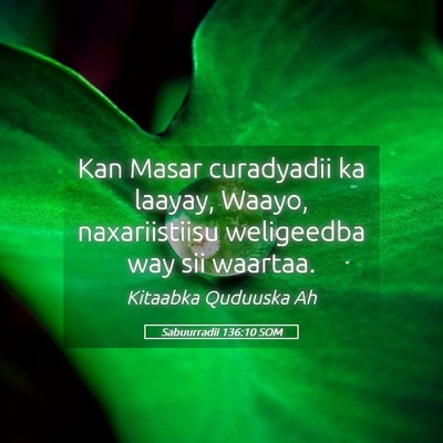 Picture 05 - Sabuurradii 136:10 SOM - Kan Masar curadyadii ka laayay, Waayo, - Bible Verse Picture