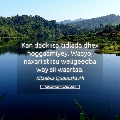 Picture 05 - Sabuurradii 136:16 SOM - Kan dadkiisa cidlada dhex hoggaamiyey, Waayo, - Bible Verse Picture