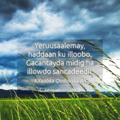 Picture 05 - Sabuurradii 137:5 SOM - Yeruusaalemay, haddaan ku illoobo, Gacantayda - Bible Verse Picture