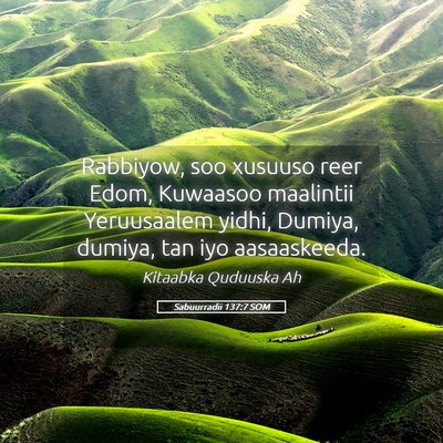 Picture 05 - Sabuurradii 137:7 SOM - Rabbiyow, soo xusuuso reer Edom, Kuwaasoo - Bible Verse Picture
