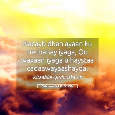 Picture 05 - Sabuurradii 139:22 SOM - Nacayb dhan ayaan ku necbahay iyaga, Oo waxaan - Bible Verse Picture