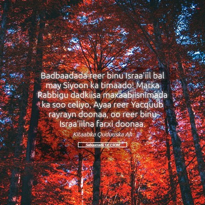 Picture 05 - Sabuurradii 14:7 SOM - Badbaadada reer binu Israa'iil bal may Siyoon ka - Bible Verse Picture