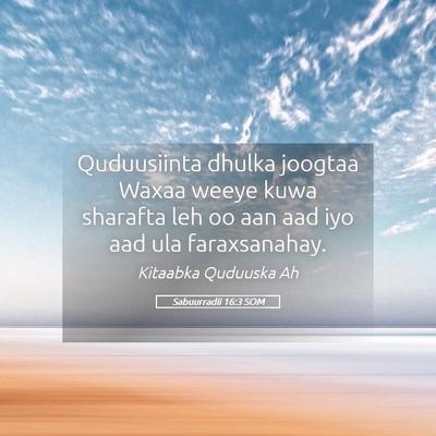 Picture 05 - Sabuurradii 16:3 SOM - Quduusiinta dhulka joogtaa Waxaa weeye kuwa - Bible Verse Picture