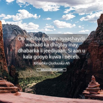 Picture 05 - Sabuurradii 18:40 SOM - Oo weliba cadaawayaashaydii waxaad ka dhigtay - Bible Verse Picture