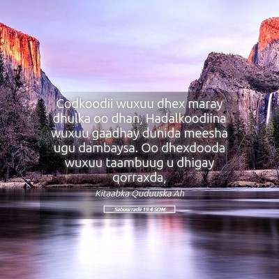 Picture 05 - Sabuurradii 19:4 SOM - Codkoodii wuxuu dhex maray dhulka oo dhan, - Bible Verse Picture