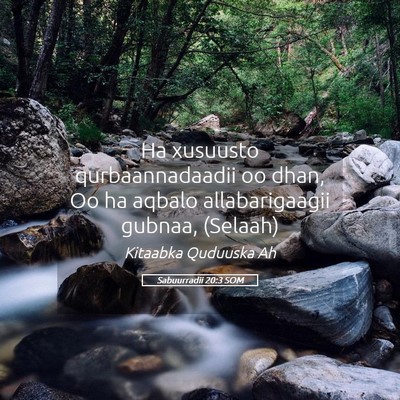 Picture 05 - Sabuurradii 20:3 SOM - Ha xusuusto qurbaannadaadii oo dhan, Oo ha aqbalo - Bible Verse Picture