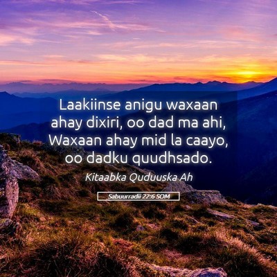 Picture 05 - Sabuurradii 22:6 SOM - Laakiinse anigu waxaan ahay dixiri, oo dad ma - Bible Verse Picture