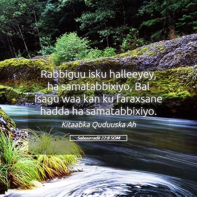 Picture 05 - Sabuurradii 22:8 SOM - Rabbiguu isku halleeyey, ha samatabbixiyo, Bal - Bible Verse Picture