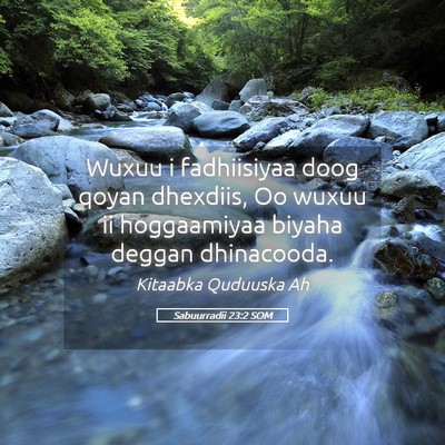 Picture 05 - Sabuurradii 23:2 SOM - Wuxuu i fadhiisiyaa doog qoyan dhexdiis, Oo wuxuu - Bible Verse Picture