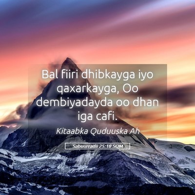 Picture 05 - Sabuurradii 25:18 SOM - Bal fiiri dhibkayga iyo qaxarkayga, Oo - Bible Verse Picture