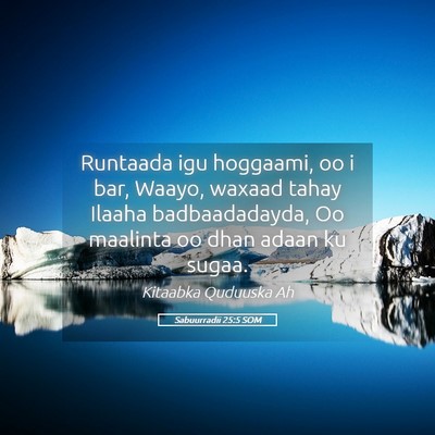 Picture 05 - Sabuurradii 25:5 SOM - Runtaada igu hoggaami, oo i bar, Waayo, waxaad - Bible Verse Picture