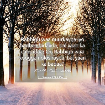 Picture 05 - Sabuurradii 27:1 SOM - Rabbigu waa nuurkayga iyo badbaadadayda, bal yaan - Bible Verse Picture