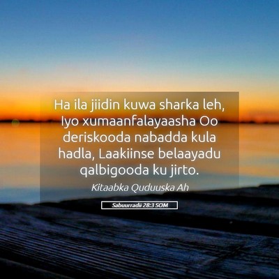 Picture 05 - Sabuurradii 28:3 SOM - Ha ila jiidin kuwa sharka leh, Iyo - Bible Verse Picture