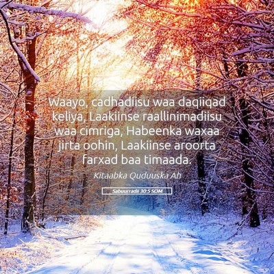 Picture 05 - Sabuurradii 30:5 SOM - Waayo, cadhadiisu waa daqiiqad keliya, Laakiinse - Bible Verse Picture