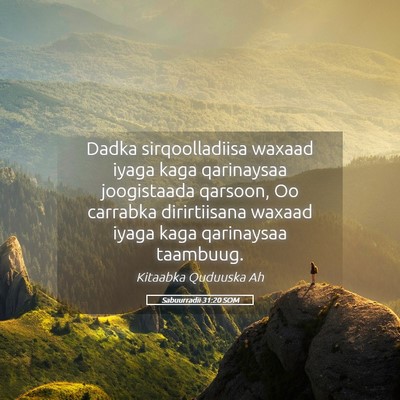 Picture 05 - Sabuurradii 31:20 SOM - Dadka sirqoolladiisa waxaad iyaga kaga qarinaysaa - Bible Verse Picture