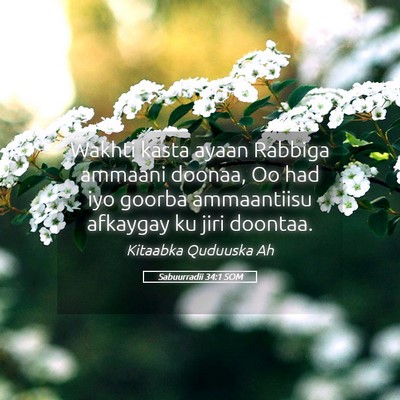 Picture 05 - Sabuurradii 34:1 SOM - Wakhti kasta ayaan Rabbiga ammaani doonaa, Oo had - Bible Verse Picture