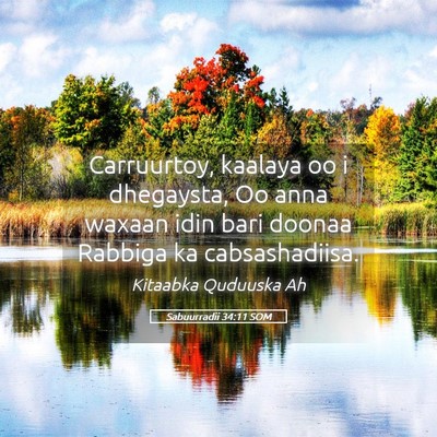 Picture 05 - Sabuurradii 34:11 SOM - Carruurtoy, kaalaya oo i dhegaysta, Oo anna - Bible Verse Picture
