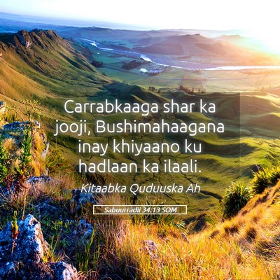 Picture 05 - Sabuurradii 34:13 SOM - Carrabkaaga shar ka jooji, Bushimahaagana inay - Bible Verse Picture