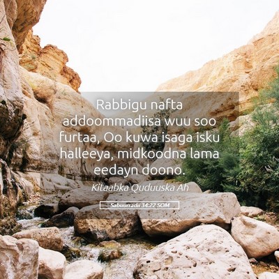 Picture 05 - Sabuurradii 34:22 SOM - Rabbigu nafta addoommadiisa wuu soo furtaa, Oo - Bible Verse Picture