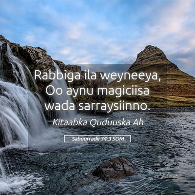 Picture 05 - Sabuurradii 34:3 SOM - Rabbiga ila weyneeya, Oo aynu magiciisa wada - Bible Verse Picture