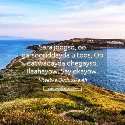 Picture 05 - Sabuurradii 35:23 SOM - Sara joogso, oo garsooriddayda u toos, Oo - Bible Verse Picture