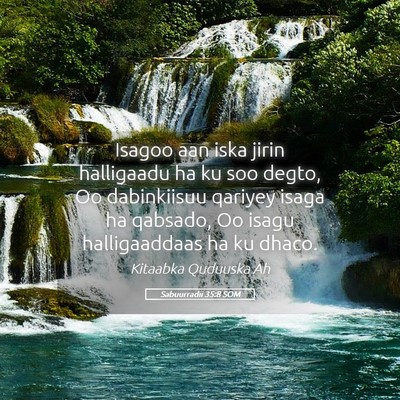 Picture 05 - Sabuurradii 35:8 SOM - Isagoo aan iska jirin halligaadu ha ku soo degto, - Bible Verse Picture