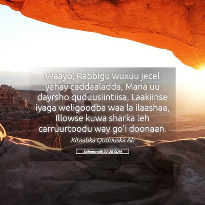Picture 05 - Sabuurradii 37:28 SOM - Waayo, Rabbigu wuxuu jecel yahay caddaaladda, - Bible Verse Picture