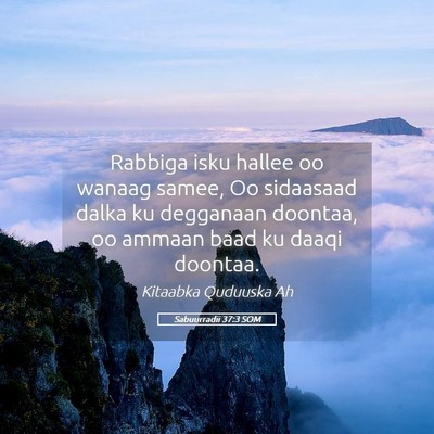 Picture 05 - Sabuurradii 37:3 SOM - Rabbiga isku hallee oo wanaag samee, Oo sidaasaad - Bible Verse Picture