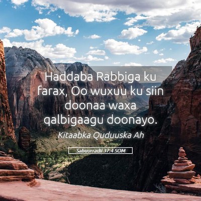 Picture 05 - Sabuurradii 37:4 SOM - Haddaba Rabbiga ku farax, Oo wuxuu ku siin doonaa - Bible Verse Picture