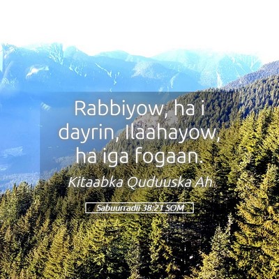 Picture 05 - Sabuurradii 38:21 SOM - Rabbiyow, ha i dayrin, Ilaahayow, ha iga - Bible Verse Picture