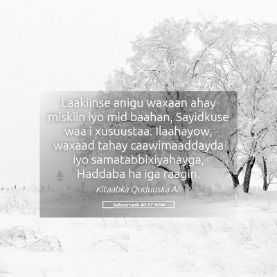 Picture 05 - Sabuurradii 40:17 SOM - Laakiinse anigu waxaan ahay miskiin iyo mid - Bible Verse Picture