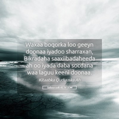 Picture 05 - Sabuurradii 45:14 SOM - Waxaa boqorka loo geeyn doonaa iyadoo sharraxan, - Bible Verse Picture