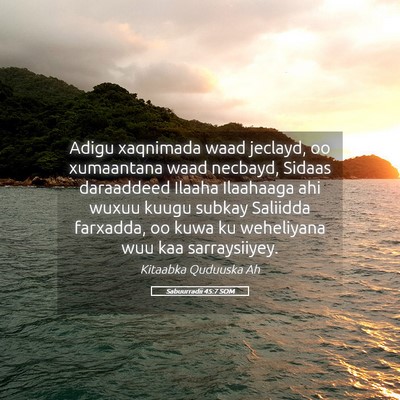 Picture 05 - Sabuurradii 45:7 SOM - Adigu xaqnimada waad jeclayd, oo xumaantana waad - Bible Verse Picture