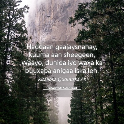 Picture 05 - Sabuurradii 50:12 SOM - Haddaan gaajaysnahay, kuuma aan sheegeen, Waayo, - Bible Verse Picture