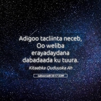 Picture 05 - Sabuurradii 50:17 SOM - Adigoo tacliinta neceb, Oo weliba erayadaydana - Bible Verse Picture