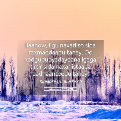 Picture 05 - Sabuurradii 51:1 SOM - Ilaahow, iigu naxariiso sida raxmaddaadu tahay, - Bible Verse Picture