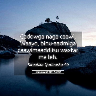 Picture 05 - Sabuurradii 60:11 SOM - Cadowga naga caawi, Waayo, binu-aadmiga - Bible Verse Picture