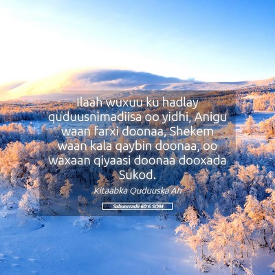 Picture 05 - Sabuurradii 60:6 SOM - Ilaah wuxuu ku hadlay quduusnimadiisa oo yidhi, - Bible Verse Picture