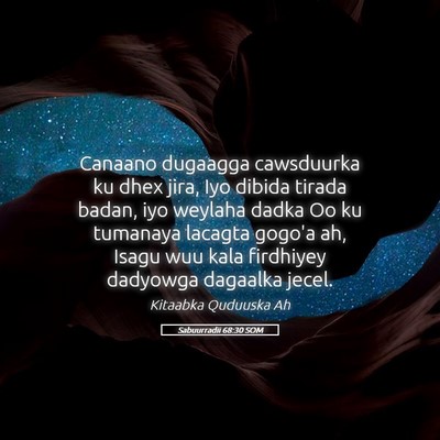 Picture 05 - Sabuurradii 68:30 SOM - Canaano dugaagga cawsduurka ku dhex jira, Iyo - Bible Verse Picture