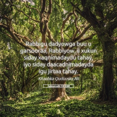 Picture 05 - Sabuurradii 7:8 SOM - Rabbigu dadyowga buu u garsooraa, Rabbiyow, ii - Bible Verse Picture