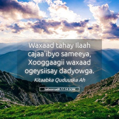 Picture 05 - Sabuurradii 77:14 SOM - Waxaad tahay Ilaah cajaa'ibyo sameeya, Xooggaagii - Bible Verse Picture
