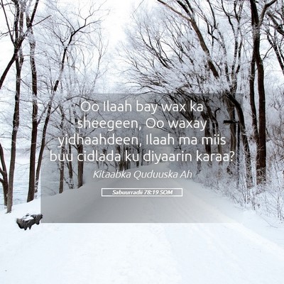 Picture 05 - Sabuurradii 78:19 SOM - Oo Ilaah bay wax ka sheegeen, Oo waxay - Bible Verse Picture