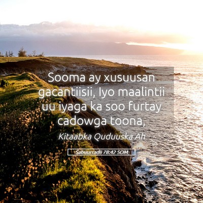 Picture 05 - Sabuurradii 78:42 SOM - Sooma ay xusuusan gacantiisii, Iyo maalintii uu - Bible Verse Picture