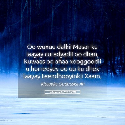 Picture 05 - Sabuurradii 78:51 SOM - Oo wuxuu dalkii Masar ku laayay curadyadii oo - Bible Verse Picture
