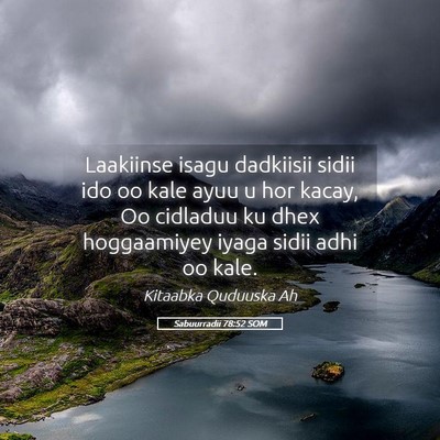 Picture 05 - Sabuurradii 78:52 SOM - Laakiinse isagu dadkiisii sidii ido oo kale ayuu - Bible Verse Picture