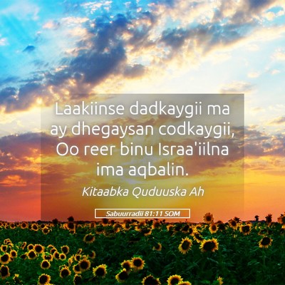Picture 05 - Sabuurradii 81:11 SOM - Laakiinse dadkaygii ma ay dhegaysan codkaygii, Oo - Bible Verse Picture
