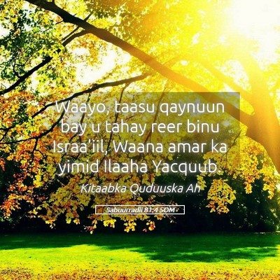 Picture 05 - Sabuurradii 81:4 SOM - Waayo, taasu qaynuun bay u tahay reer binu - Bible Verse Picture