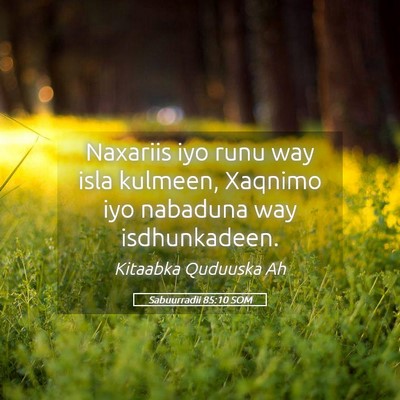 Picture 05 - Sabuurradii 85:10 SOM - Naxariis iyo runu way isla kulmeen, Xaqnimo iyo - Bible Verse Picture